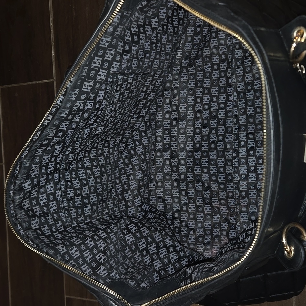 Badgley Mischka Black Quilted Weejender Tote Bag 20 X 12 - Picture 6 of 9